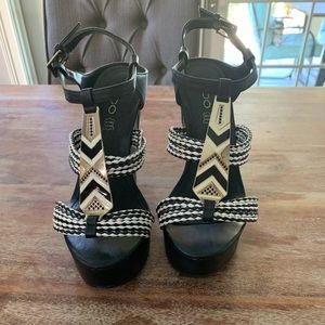 Black platform wedge heels